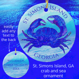St Simons Island, Georgia Crab en Ocean Waves Keramisch Ornament