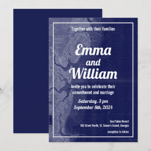 St. Simons Island Georgia  Map Wedding Kaart