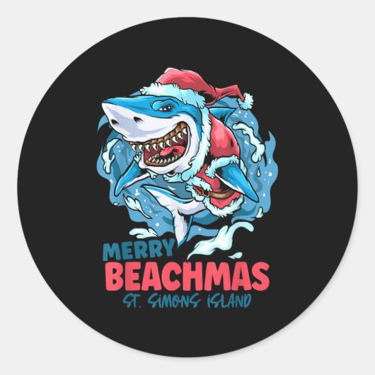 St Simons Island Georgia Merry Beachmas Christmas  Ronde Sticker (Voorkant)