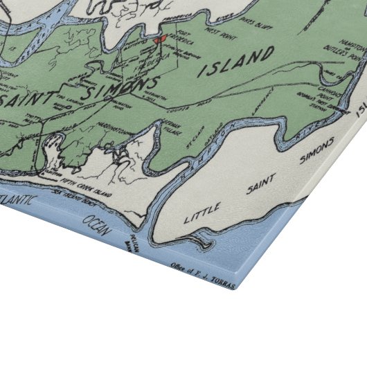 St Simons Island Map Snijplank (Hoek)