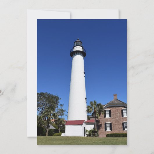 St. Simons Island Vuurtoren Afbeelding op een Feestdagenkaart (Voorkant)