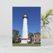 St. Simons Island Vuurtoren Afbeelding op een Feestdagenkaart (Staand voorkant)