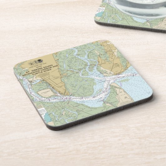 St Simons Sound Braunschweig Harbour en Turtle Riv Bier Onderzetter (Linkerzijde)