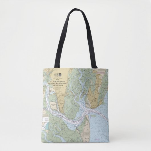 St Simons Sound Braunschweig Harbour en Turtle Riv Tote Bag (Voorkant)