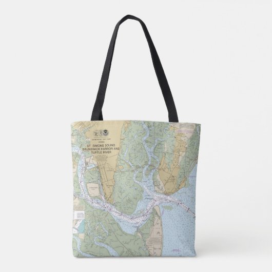St Simons Sound Braunschweig Harbour en Turtle Riv Tote Bag (Achterkant)