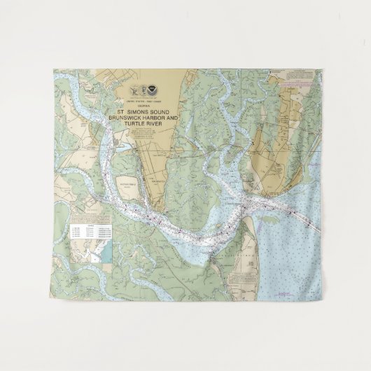 St Simons Sound Braunschweig Harbour en Turtle Riv Wandkleed (Voorkant (horizontaal))
