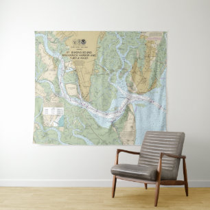 St Simons Sound Braunschweig Harbour en Turtle Riv Wandkleed