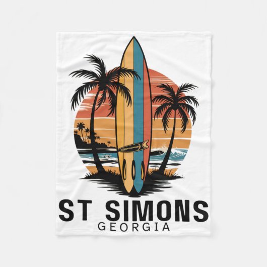 St Simons-strand Georgia Surfen Surfer _1 Fleece Deken (Voorkant)