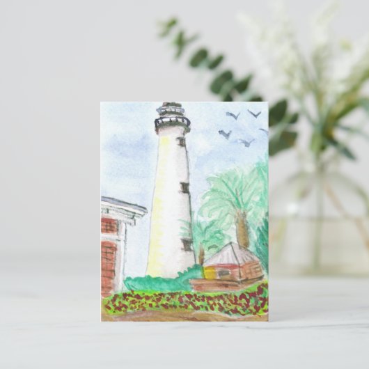 St. Simon's vuurtoren Briefkaart (Staand voorkant)