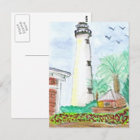 St. Simon's vuurtoren Briefkaart (Voorkant / Achterkant)