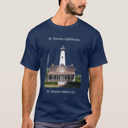 St Simons Vuurtoren shirt witte belettering (Voorkant)