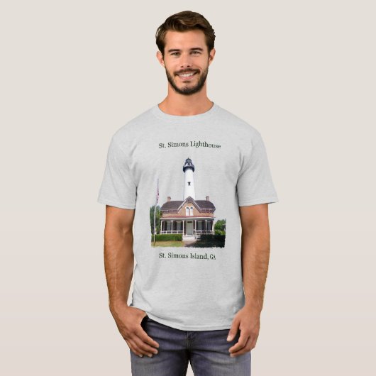 St. Simons Vuurtoren shirt zwarte belettering (Voorkant volledig)