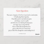 St. Spyridon Prayer Card Briefkaart (Achterkant)