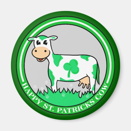 ST. St. Patrick's Day Koe Shamrock Magnet (Voorkant)