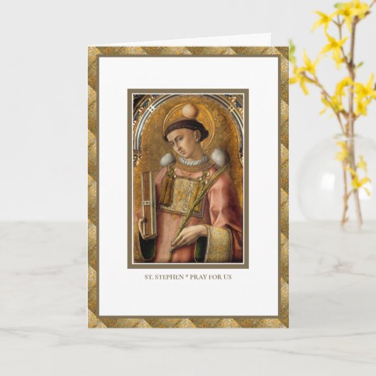 St. Stephen katholieke deacon priest Religious Kaart (Gele Bloem)