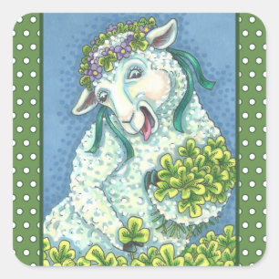 ST. Sticker IRISH EWE & SHAMROCKS VAN PATRICK