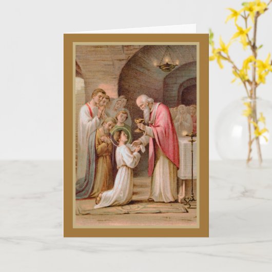 St Tarcisius Ontvangt de Eucharist (BL 02) Blank Kaart (Gele Bloem)