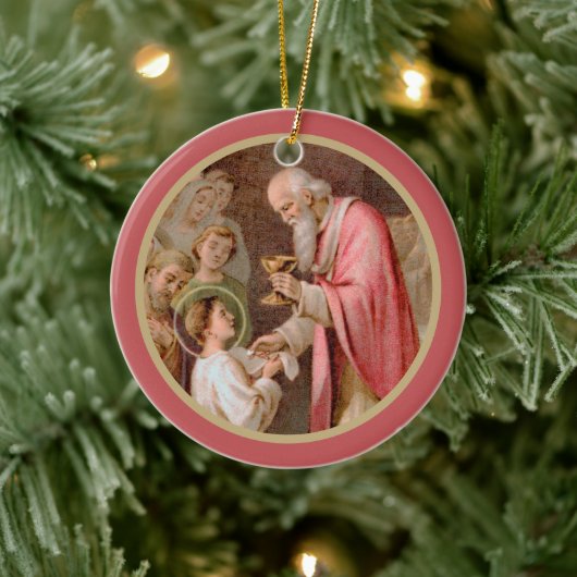 St. Tarcisius Ontvangt de Eucharist (BL 02) x2 Keramisch Ornament (Boom)