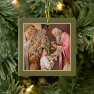 St. Tarcisius ontvangt de Eucharistie (BL 02) x2 Keramisch Ornament