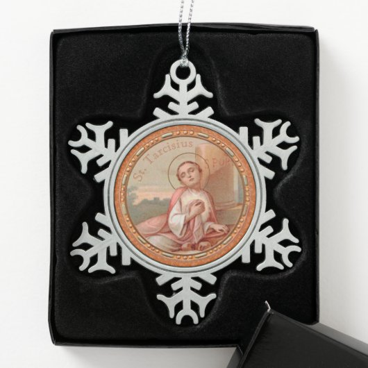 St. Tarcisius van Rome Roundel (BF 004) Tin Sneeuwvlok Ornament (Kistje)