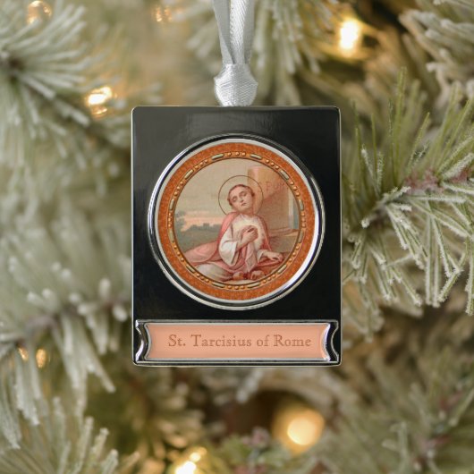St. Tarcisius van Rome Roundel (BF 004) Verzilverd Banner Ornament (Boom)