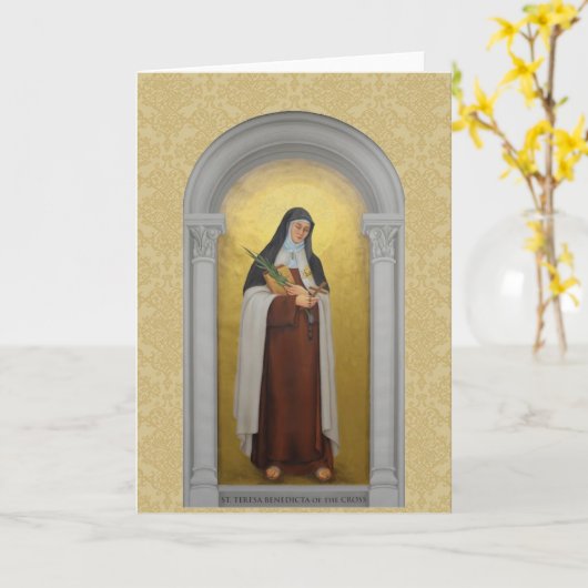 St. Teresa Benedicta van de Dwars Carmelite Kaart (Gele Bloem)