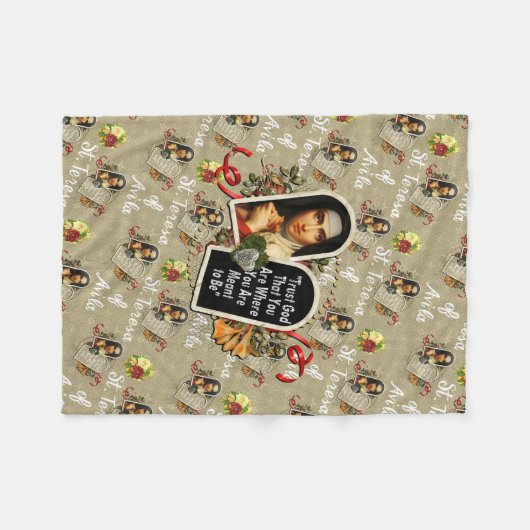 St Teresa de Avila katholiek Saint Therese Fleece Deken (Voorkant (Horizontaal))
