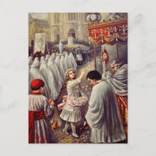 St. Teresa gooit bloemen naar het geborene heiligd Briefkaart