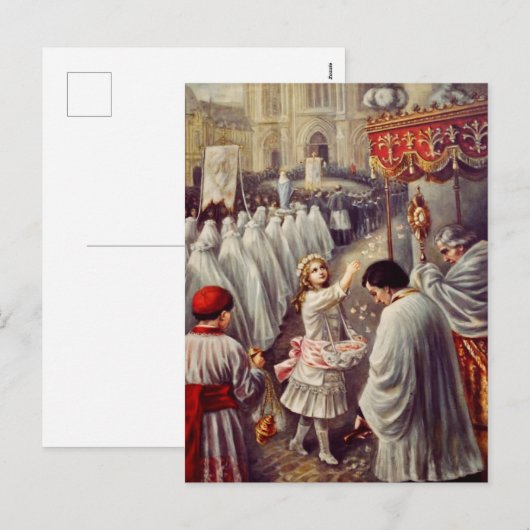 St. Teresa gooit bloemen naar het geborene heiligd Feestdagenkaart (Voorkant / Achterkant)