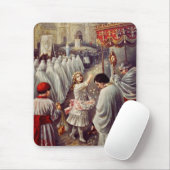 St. Teresa gooit bloemen naar het geborene heiligd Muismat (Met muis)