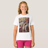 St. Teresa gooit bloemen naar het geborene heiligd T-shirt (Voorkant volledig)