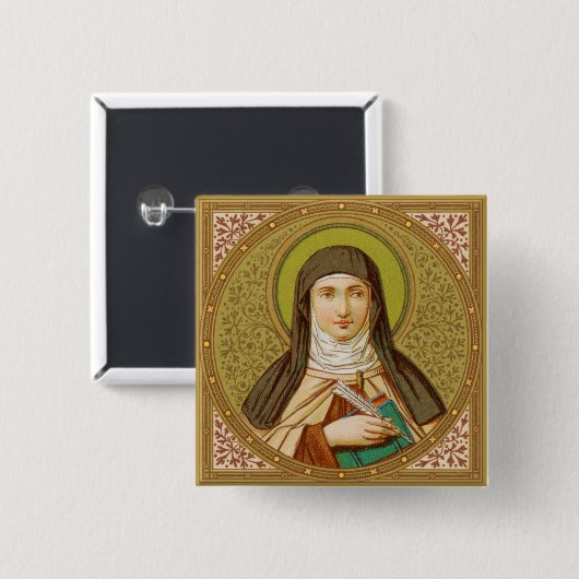 St. Teresa of Avila (SNV 27) Square Vierkante Button 5,1 Cm (Voorkant /achterkant)