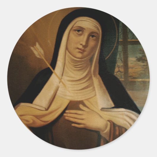 St. Teresa van Avila Carmelite Nun Arrow Ronde Sticker (Voorkant)