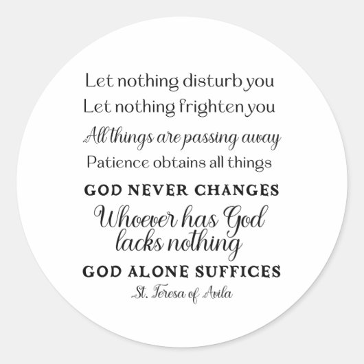 St. Teresa Van Avila Citaat Sticker (Voorkant)