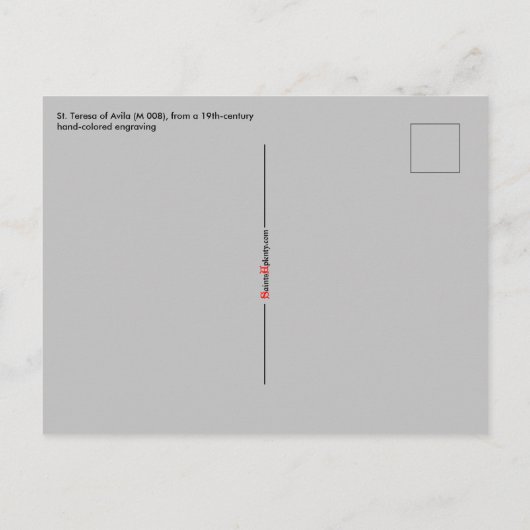 St. Teresa van Avila (M 008) Briefkaart (Achterkant)