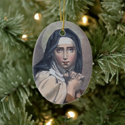 St. Teresa van Avila (M 008) Oval Keramisch Ornament (Boom)