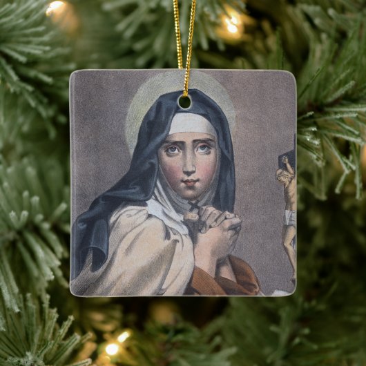 St. Teresa van Avila (M 008) Square Keramisch Ornament (Boom)