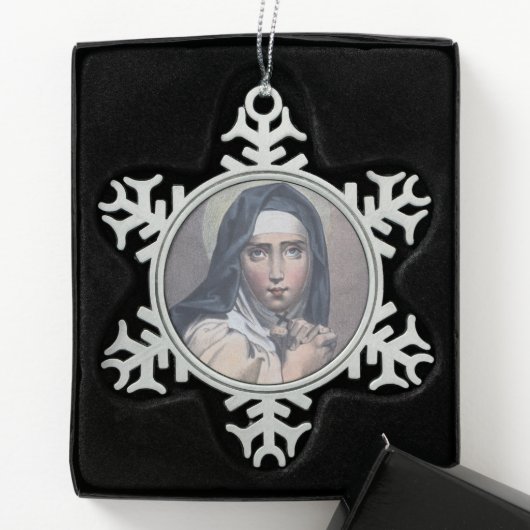 St. Teresa van Avila (M 008) Tin Sneeuwvlok Ornament (Kistje)