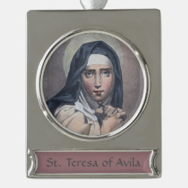 St. Teresa van Avila (M 008) Verzilverd Banner Ornament