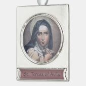 St. Teresa van Avila (M 008) Verzilverd Banner Ornament (Links)