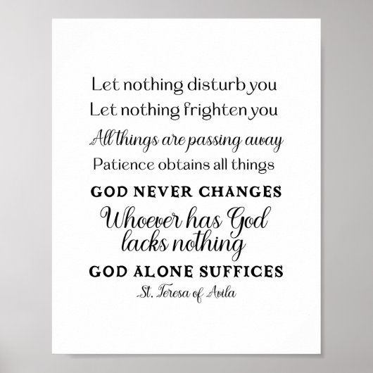 St. Teresa van Avila Quote Art Poster Print (Voorkant)