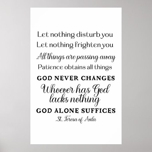 St. Teresa van Avila Quote Art Poster Print (Voorkant)