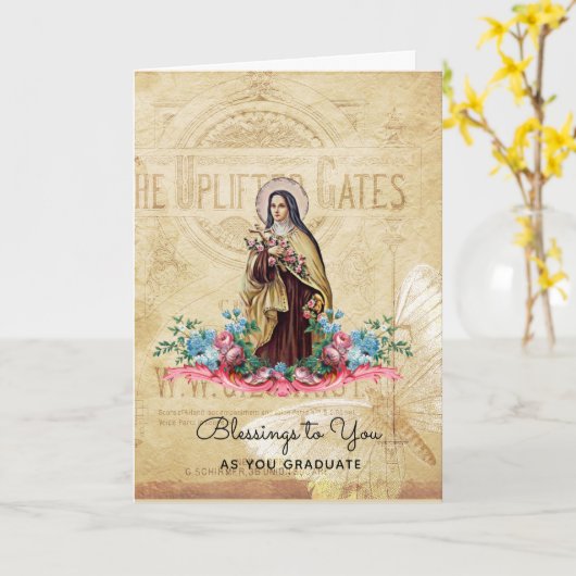 St. Theres Jesus Katholiek Afstuderen Begin Kaart (Gele Bloem)