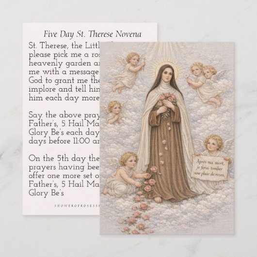 St. Therese 5-daagse novene gebed katholiek (Voorkant / Achterkant)
