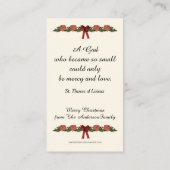 St. Therese Baby Jesus Maagd Mary Roos Kerstmis Informatiekaartje (Achterkant)