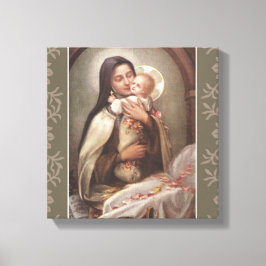 St. Therese Baby Jesus Manger Pink Roses Canvas Afdruk