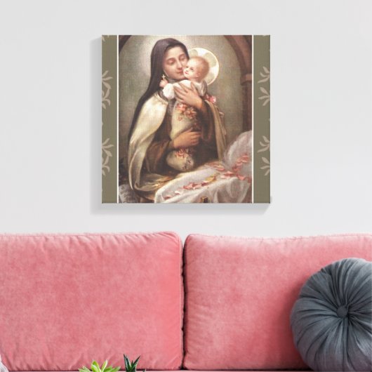 St. Therese Baby Jesus Manger Pink Roses Canvas Afdruk (Insitu (Woonkamer))