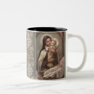 St. Therese Baby Jesus Manger Pink Roses Tweekleurige Koffiemok