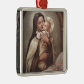 St. Therese Baby Jesus Manger Rozen Metalen Ornament (Rechts)
