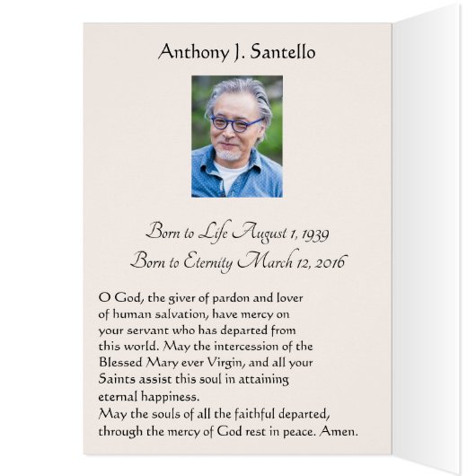 St. Therese Begrafenis Sympathie Heilige Kaart Dan (Binnen (Links))